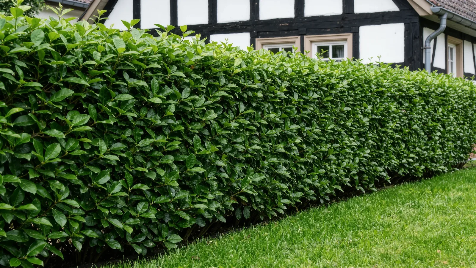 Symbolbild geschnittene Hecke an einer Rasenkante