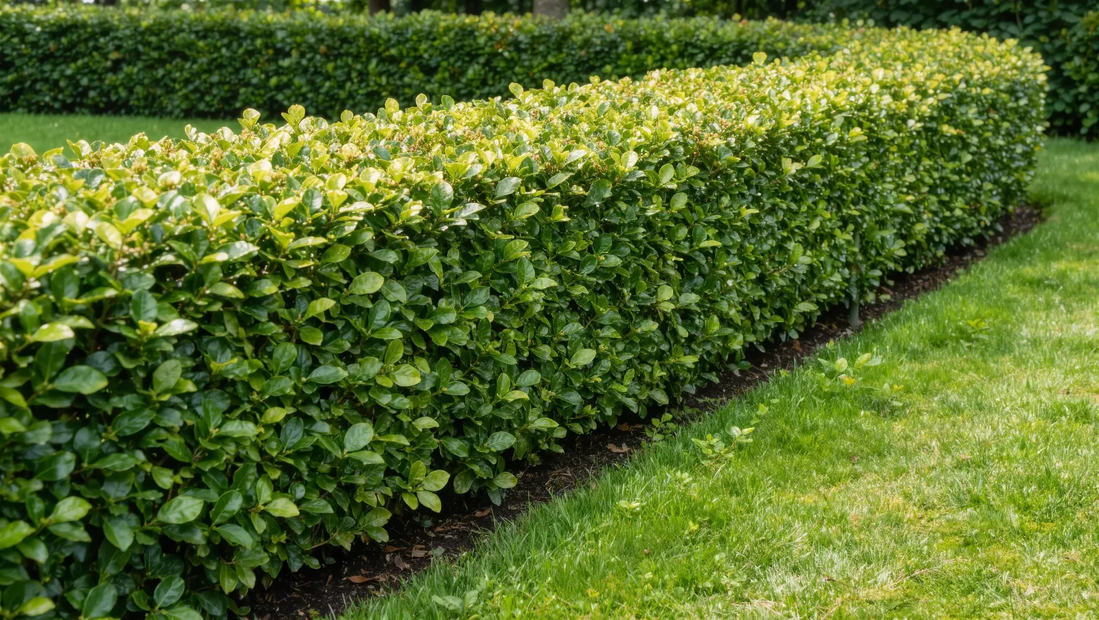 Symbolbild geschnittene Hecke an einer Rasenkante